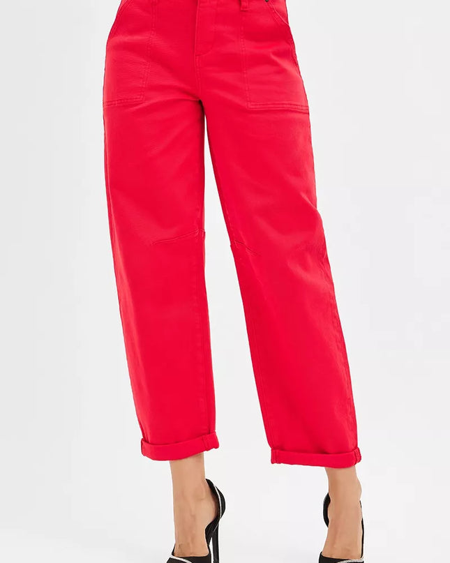 RISEN High Rise Ankle Cuffed Barrel Pants - Sleekdenim.com