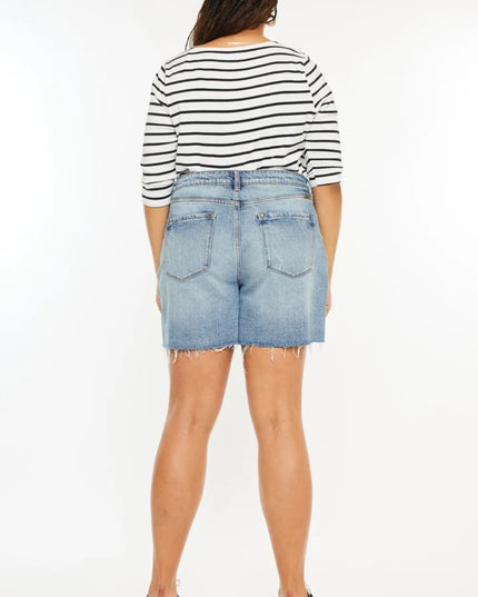 Kancan Full Size Raw Hem High Waist Denim Shorts - Sleekdenim.com