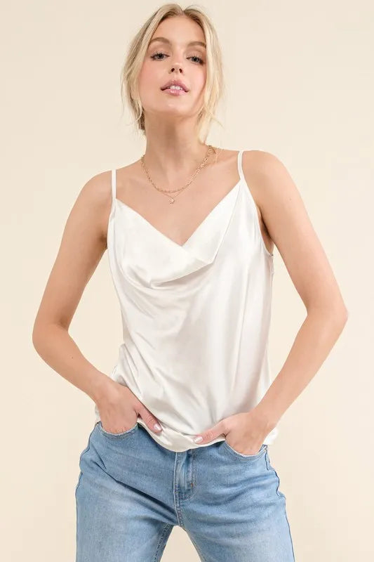 And The Why Satin Cami with Adjustable Strap - Sleekdenim.com
