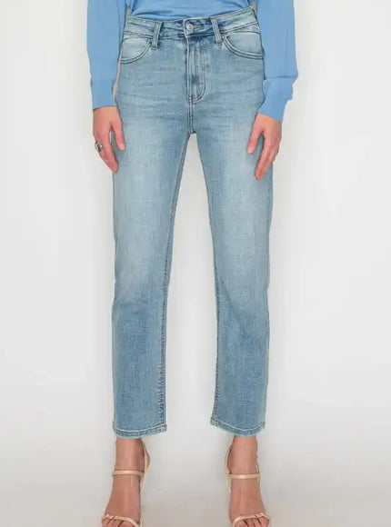 AT1747STL - HIGH RISE SLIM STRAIGHT JEANS - Sleekdenim.com