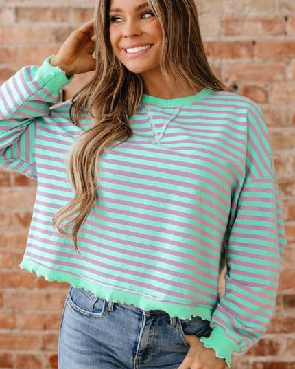 River Ribbed Trim Oversize Sweatshirt - Sleekdenim.com