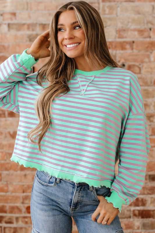 River Ribbed Trim Oversize Sweatshirt - Sleekdenim.com