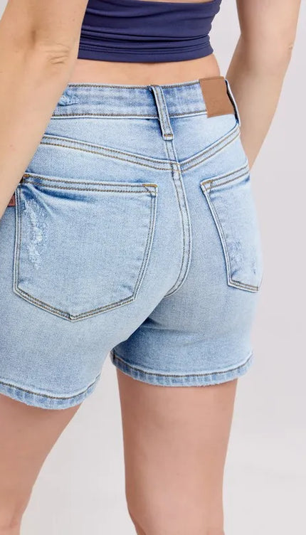 Judy Blue Mid Rise Vintage Wash Dad Shorts 15295 - Sleekdenim.com