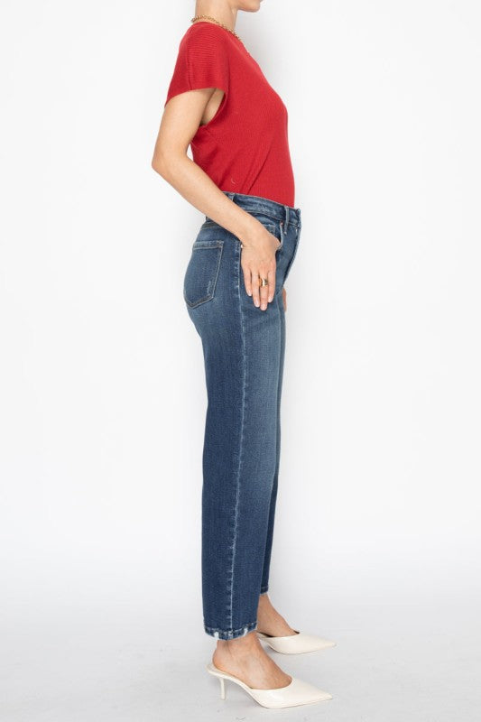 AT1088STDT - TUMMY CONTROL HIGH RISE STRAIGHT JEAN - Sleekdenim.com