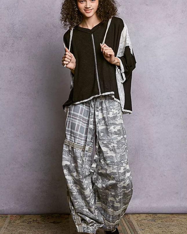 POL Short Sleeve Hoodie Top with Lace Detail - Sleekdenim.com