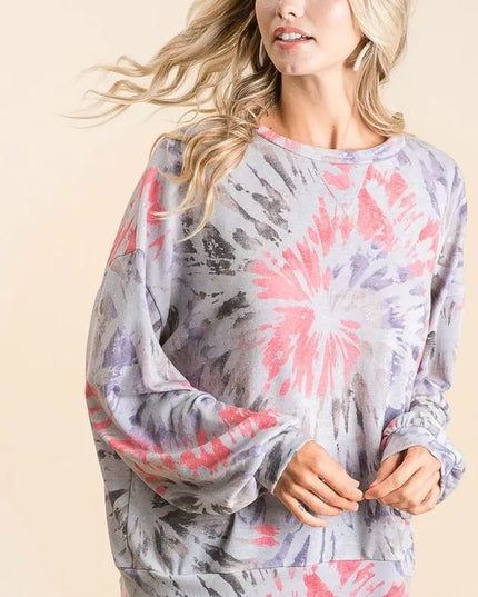 BiBi Tie Dye Print Terry Pull Over - Sleekdenim.com