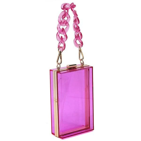 Acrylic Chain Handle See Thru Crossbody Clutch - Sleekdenim.com