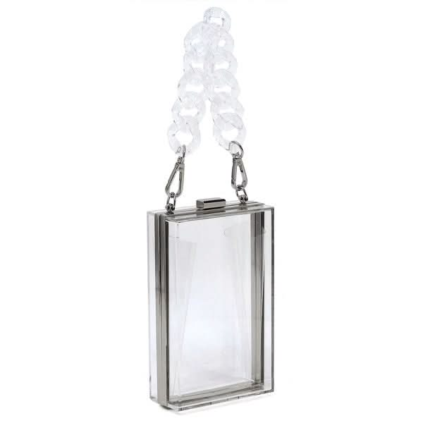 Acrylic Chain Handle See Thru Crossbody Clutch - Sleekdenim.com