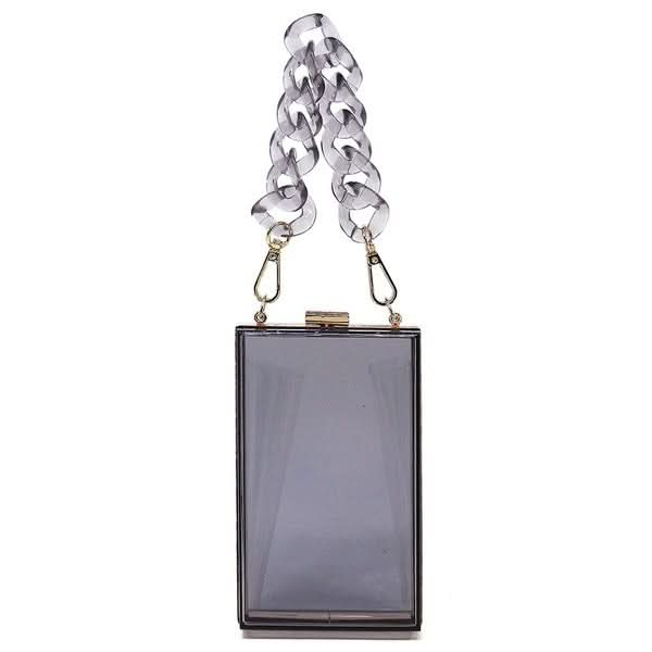 Acrylic Chain Handle See Thru Crossbody Clutch - Sleekdenim.com