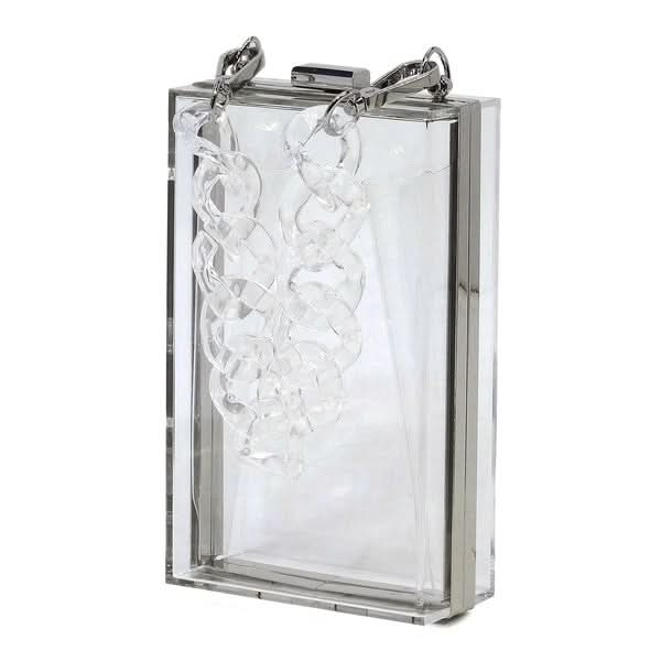 Acrylic Chain Handle See Thru Crossbody Clutch - Sleekdenim.com