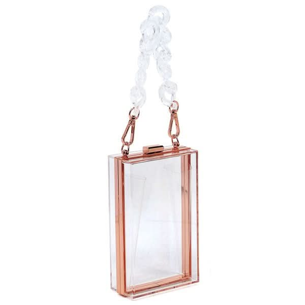 Acrylic Chain Handle See Thru Crossbody Clutch - Sleekdenim.com