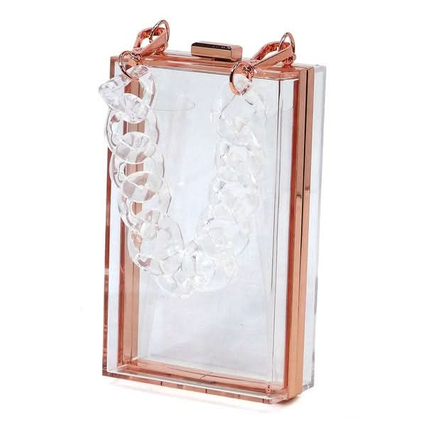 Acrylic Chain Handle See Thru Crossbody Clutch - Sleekdenim.com