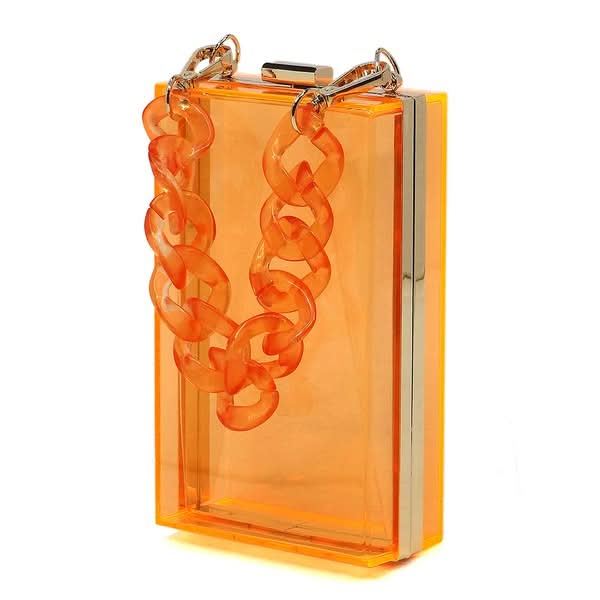 Acrylic Chain Handle See Thru Crossbody Clutch - Sleekdenim.com