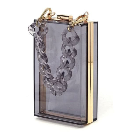 Acrylic Chain Handle See Thru Crossbody Clutch - Sleekdenim.com