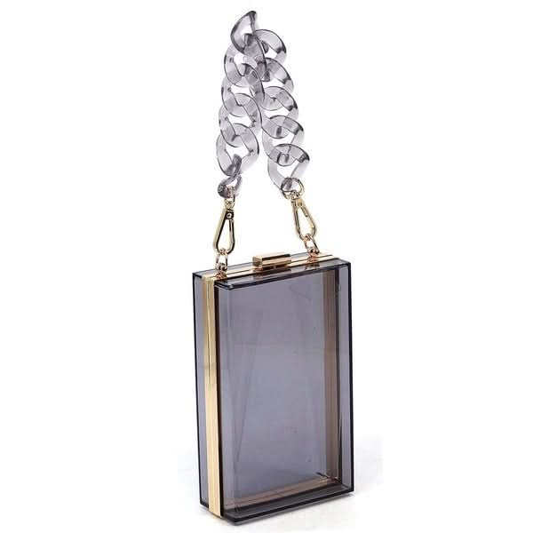 Acrylic Chain Handle See Thru Crossbody Clutch - Sleekdenim.com