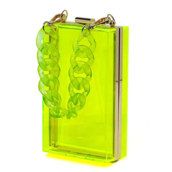 Acrylic Chain Handle See Thru Crossbody Clutch - Sleekdenim.com