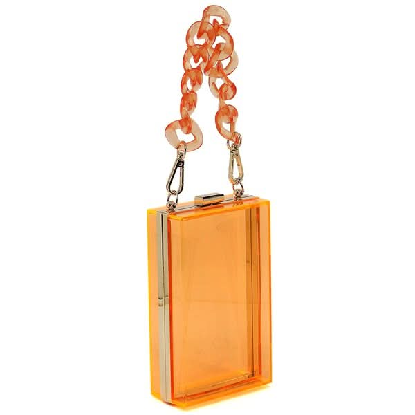 Acrylic Chain Handle See Thru Crossbody Clutch - Sleekdenim.com