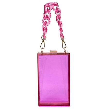 Acrylic Chain Handle See Thru Crossbody Clutch - Sleekdenim.com