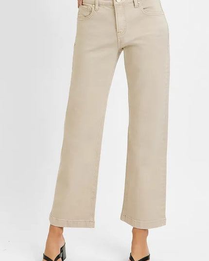 RISEN Full Size Tummy Control Mid Rise Ankle Straight Jeans Plus Size - Sleekdenim.com