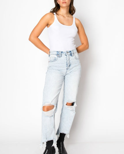 AT1120WDLT Tummy Control High Rise Wide Jeans - Sleekdenim.com
