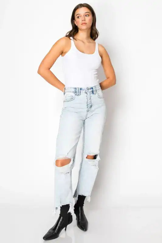 Artemis Vintage AT1120WDLT Tummy Control High Rise Wide Jeans - Sleekdenim.com
