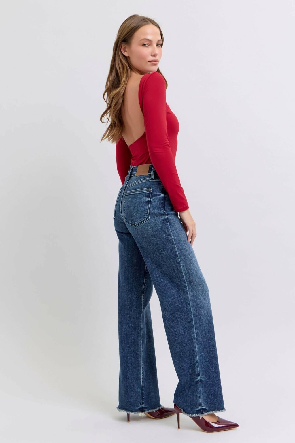 Judy Blue Full Size Raw Hem Mid Rise Jeans.