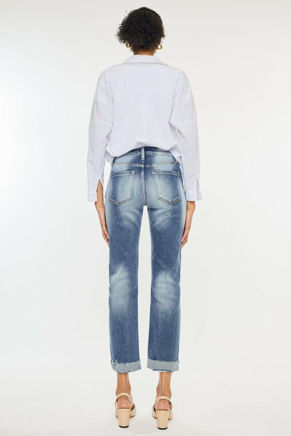 Kancan High Rise Cuffed Straight Jeans | Sleekdenim.com