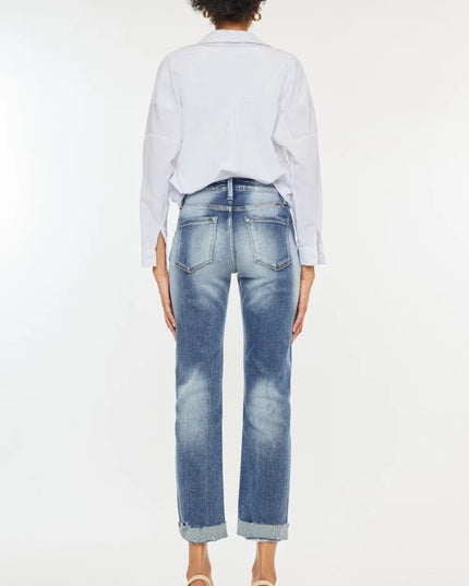 Kancan High Rise Cuffed Straight Jeans - Sleekdenim.com