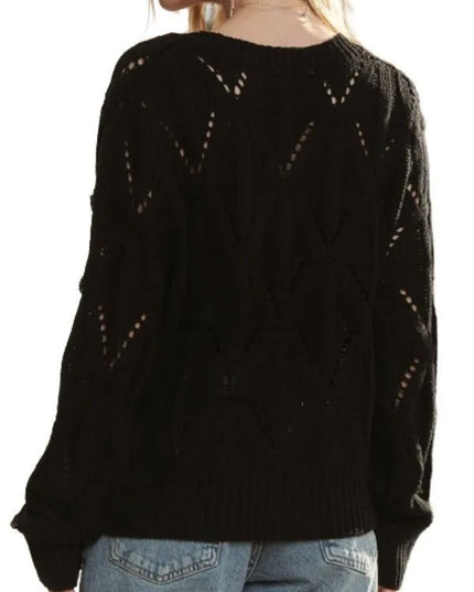 ADORA Loose Fit V Neck Knit Top - Sleekdenim.com