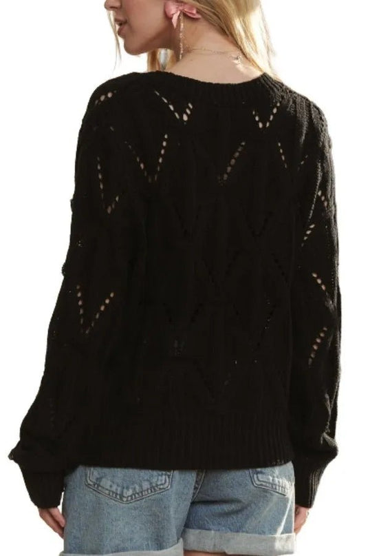 ADORA Loose Fit V Neck Knit Top - Sleekdenim.com