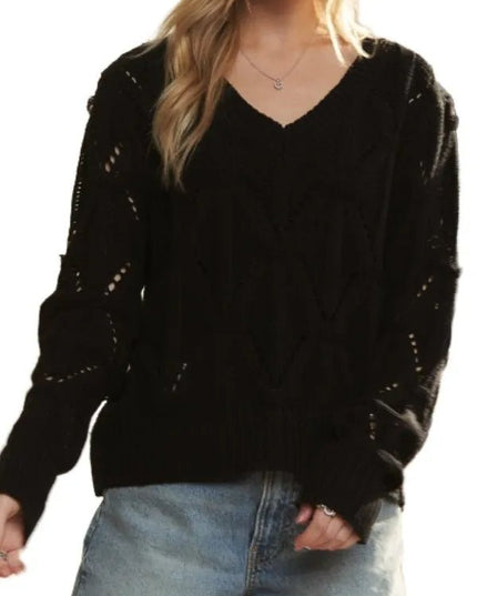 ADORA Loose Fit V Neck Knit Top - Sleekdenim.com