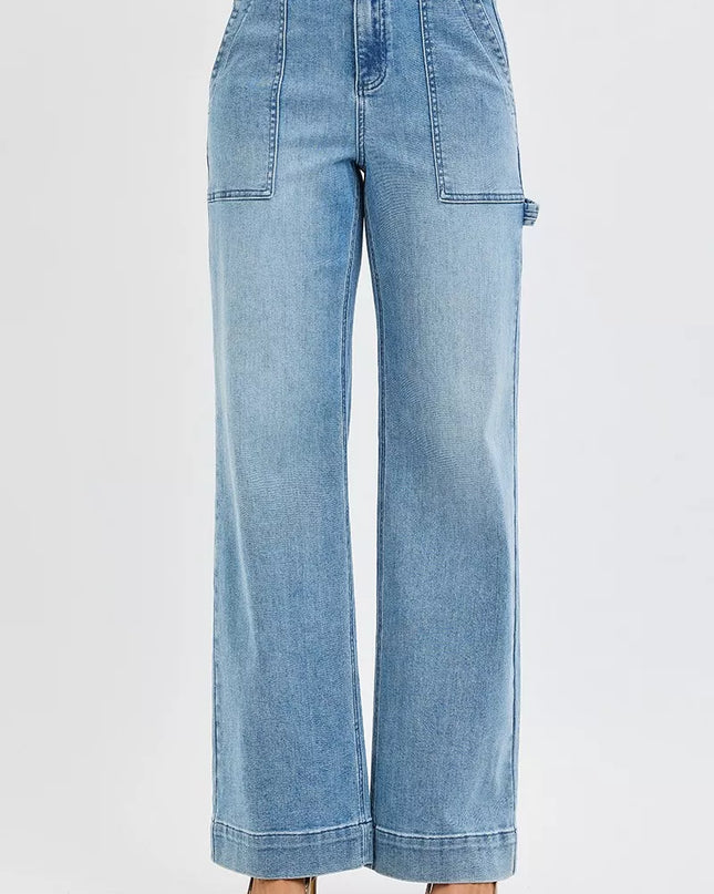 RISEN Full Size High Rise Straight Leg Jeans with Front Pockets Plus Size - Sleekdenim.com