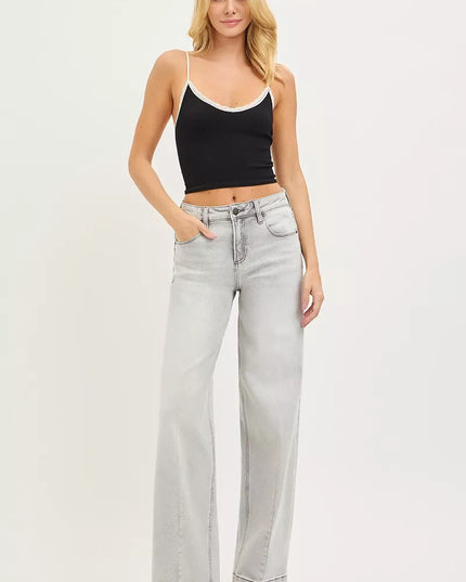 RISEN Slouchy Baggy Jeans with Contrast Stitching - Sleekdenim.com