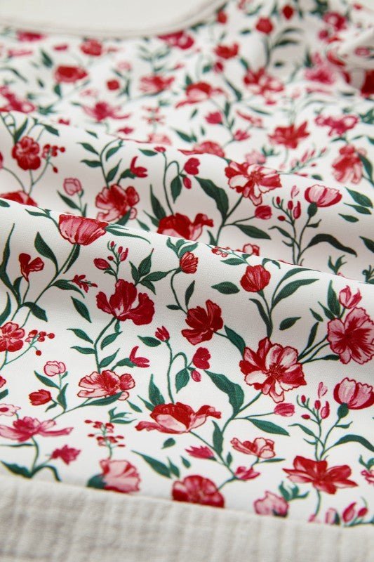 Aemi + Co Floral Gauze Patchwork 3/4 Sleeve Blouse - Sleekdenim.com