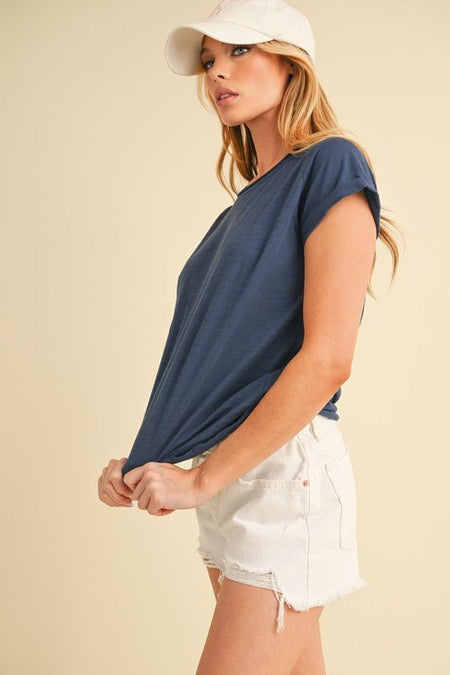 Aemi + Co Lettuce Edge Round Neck Short Sleeve T-Shirt - Sleekdenim.com