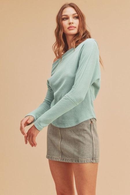 Aemi + Co One Shoulder Long Sleeve Knit Top - Sleekdenim.com