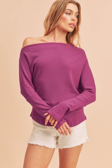 Aemi + Co One Shoulder Long Sleeve Knit Top - Sleekdenim.com