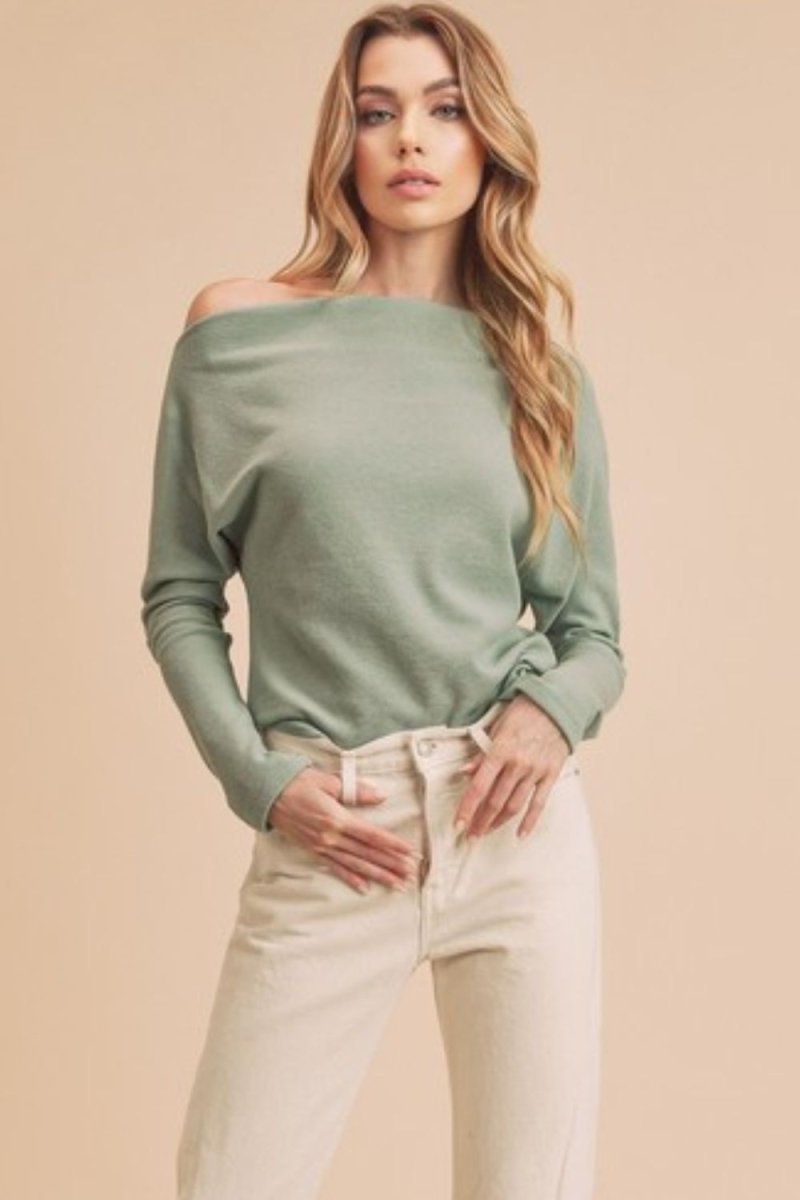 Aemi + Co One Shoulder Long Sleeve Knit Top - Sleekdenim.com