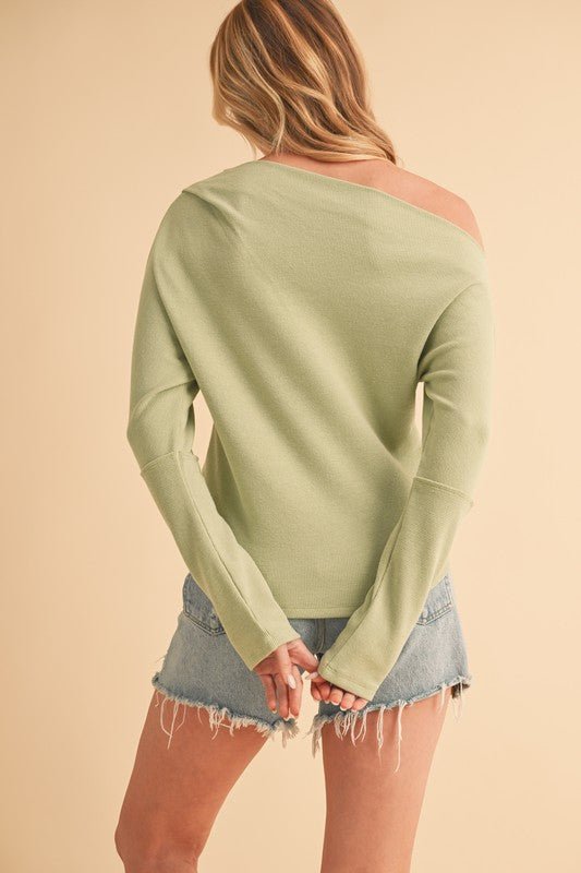 Aemi + Co One Shoulder Long Sleeve Knit Top - Sleekdenim.com