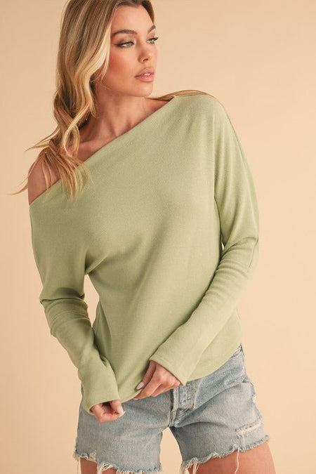 Aemi + Co One Shoulder Long Sleeve Knit Top - Sleekdenim.com