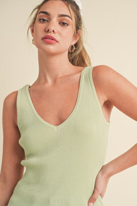 Aemi + Co Ribbed Wide Strap Knit Tank - Sleekdenim.com