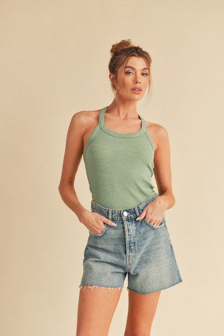 Aemi + Co Scoop Neck Ribbed Tank - Sleekdenim.com