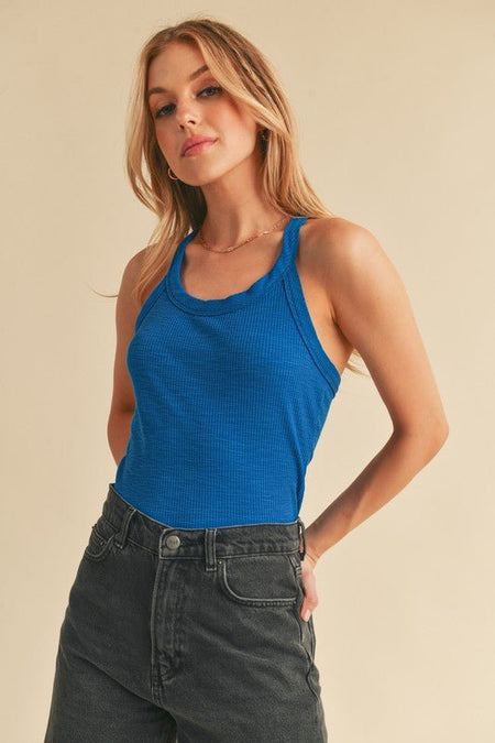 Aemi + Co Scoop Neck Ribbed Tank - Sleekdenim.com