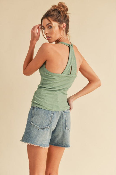 Aemi + Co Scoop Neck Ribbed Tank - Sleekdenim.com