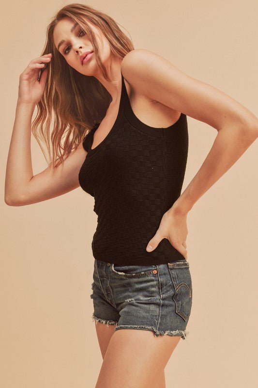 Aemi + Co Scoop Neck Wide Strap Knit Tank - Sleekdenim.com