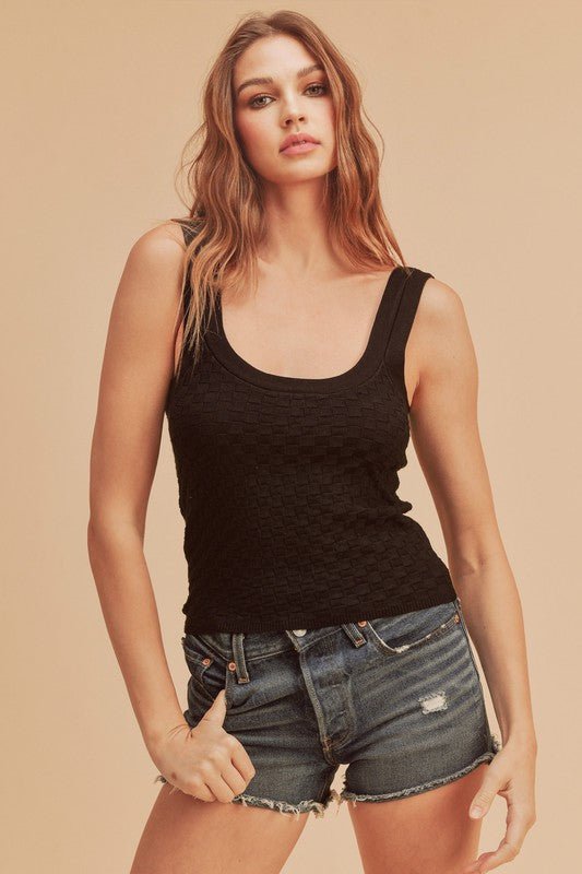 Aemi + Co Scoop Neck Wide Strap Knit Tank - Sleekdenim.com