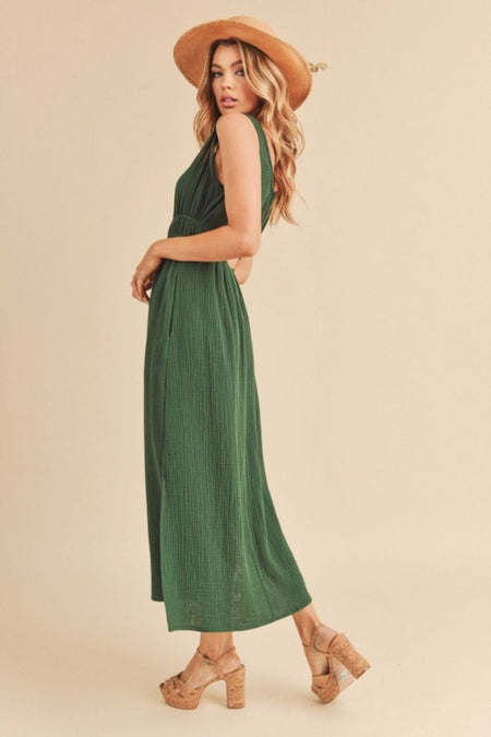 Aemi + Co Side Slit Round Neck Sleeveless Tank Dress - Sleekdenim.com