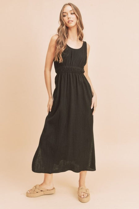 Aemi + Co Side Slit Round Neck Sleeveless Tank Dress - Sleekdenim.com