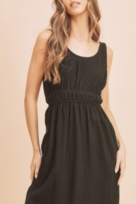 Aemi + Co Side Slit Round Neck Sleeveless Tank Dress - Sleekdenim.com