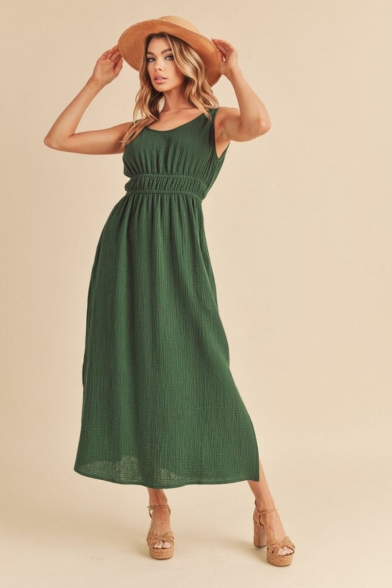 Aemi + Co Side Slit Round Neck Sleeveless Tank Dress - Sleekdenim.com